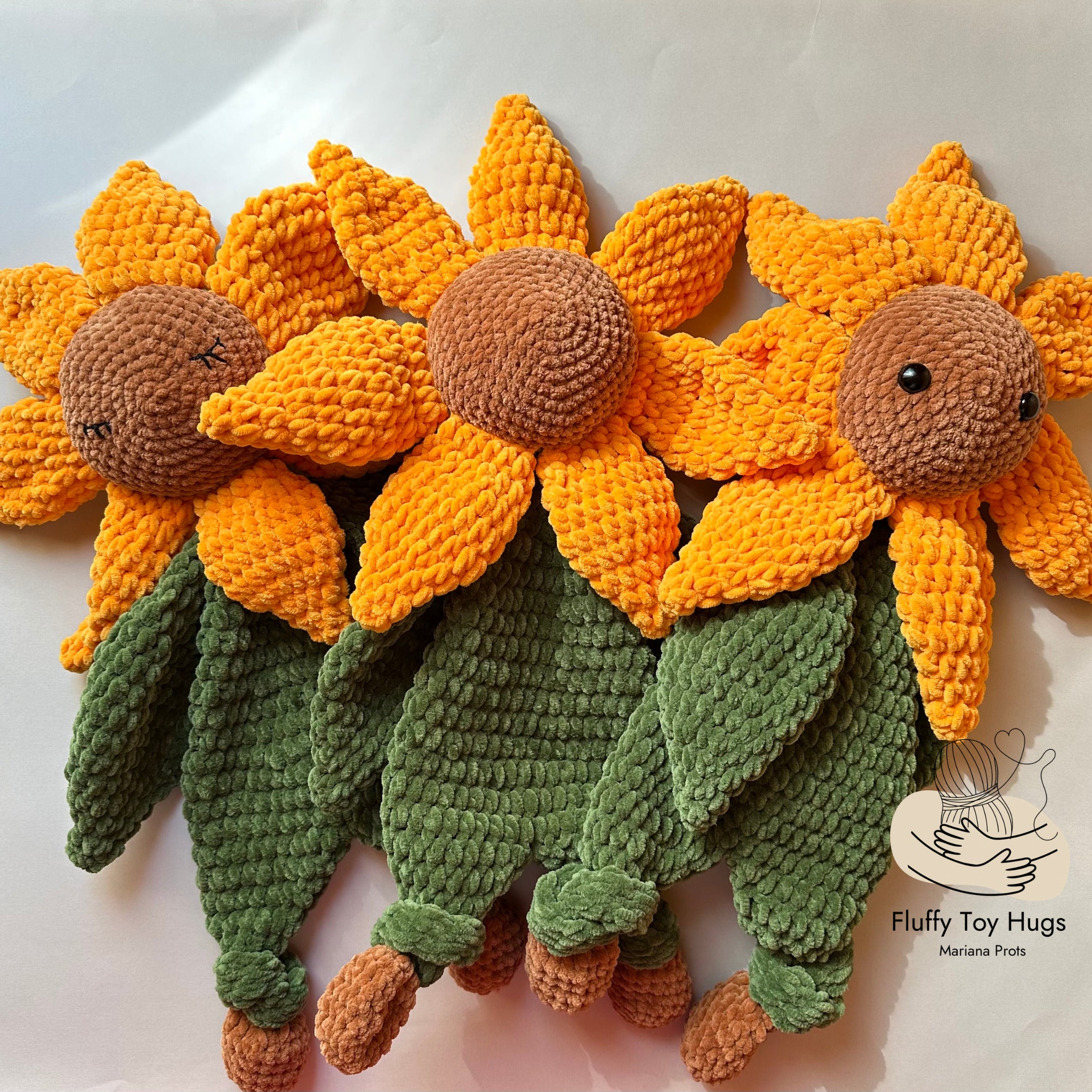 Crochet Sunflower & Mini Bunny Pattern Bundle | 2 PDF Lovey Snuggler Toys