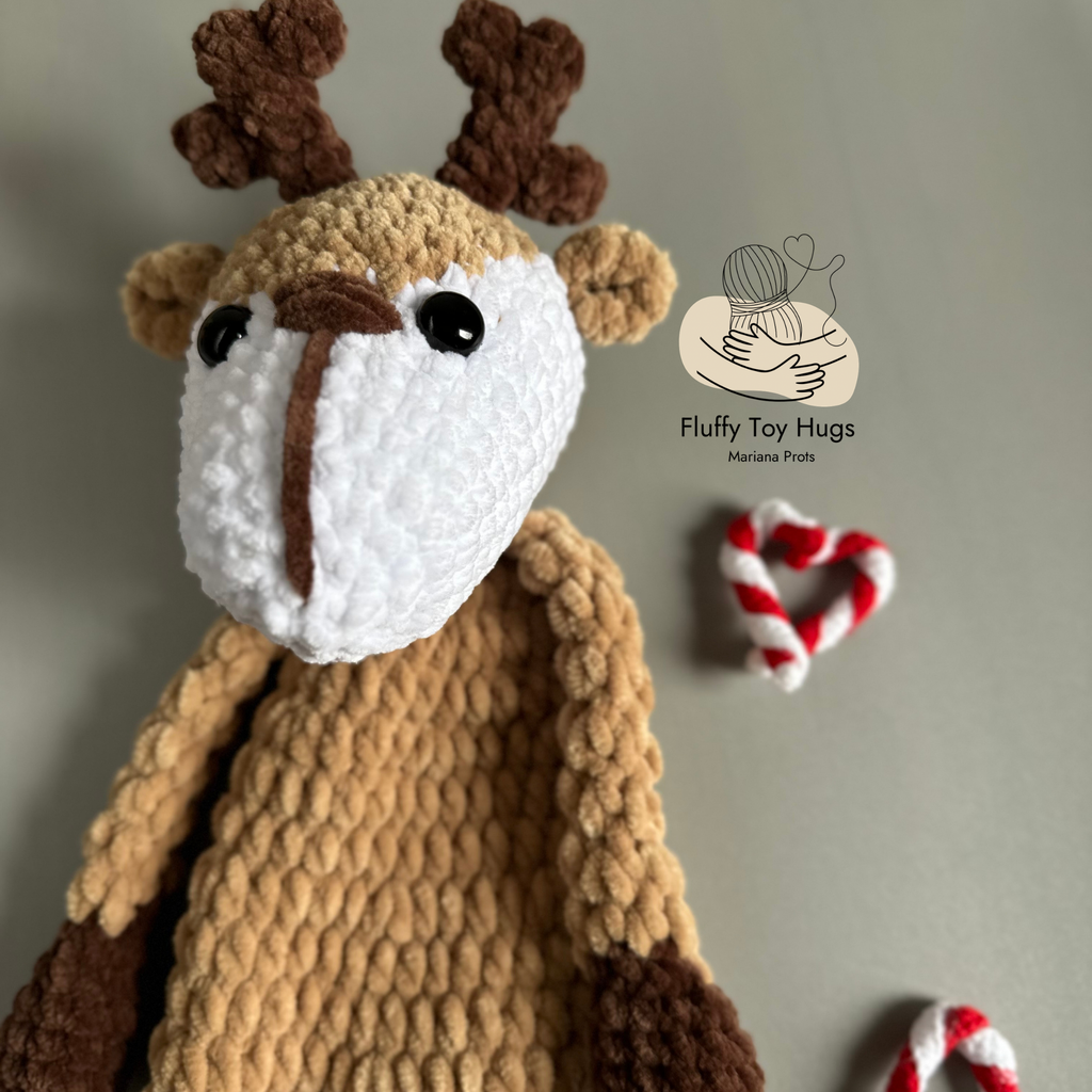 Christmas Reindeer Lovey Snuggler – Crochet Pattern PDF