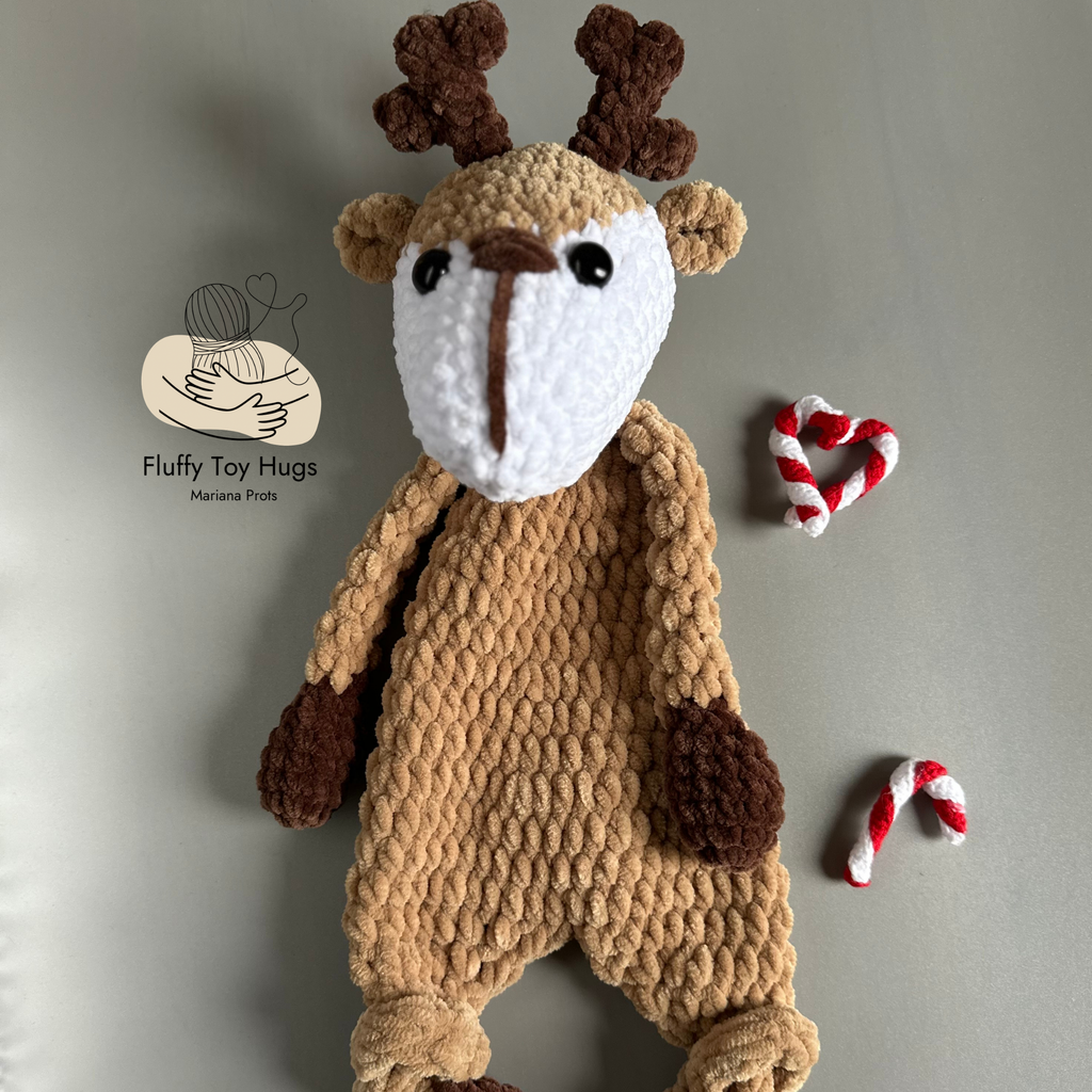 Christmas Reindeer Lovey Snuggler – Crochet Pattern PDF