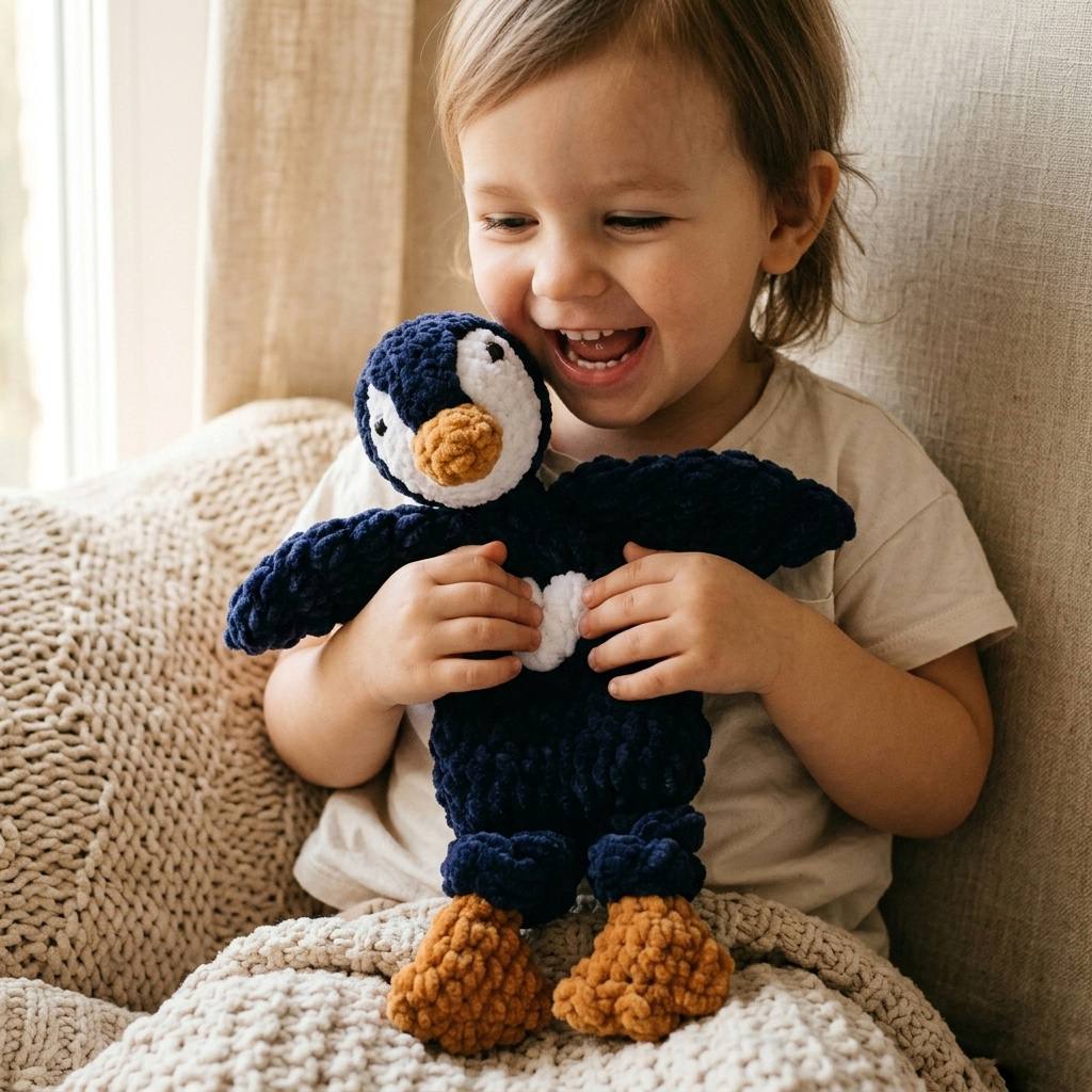 Mini Penguin Lovey Snuggler – Crochet Pattern PDF