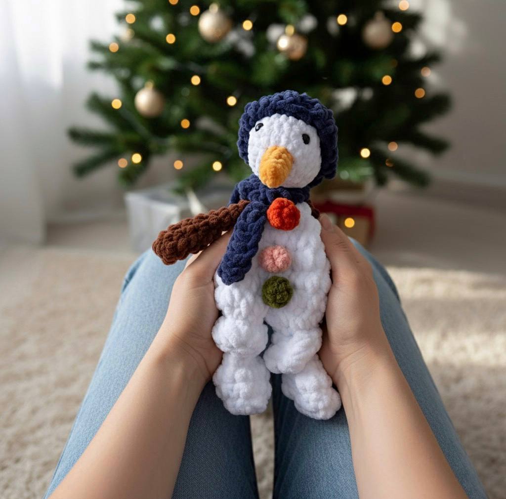 MINI Snowman Lovey Snuggler – Crochet Pattern PDF